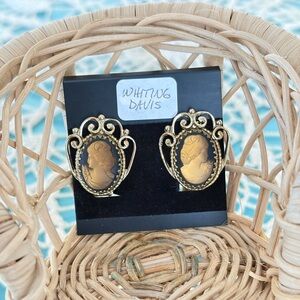 Whiting & Davis vintage cameo Clip-On Earrings. Hard to find.